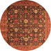 Round Oriental Orange Industrial Rug, urb2368org