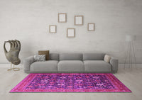 Machine Washable Oriental Pink Industrial Rug, wshurb2368pnk