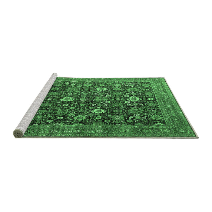 Sideview of Machine Washable Oriental Emerald Green Industrial Area Rugs, wshurb2368emgrn