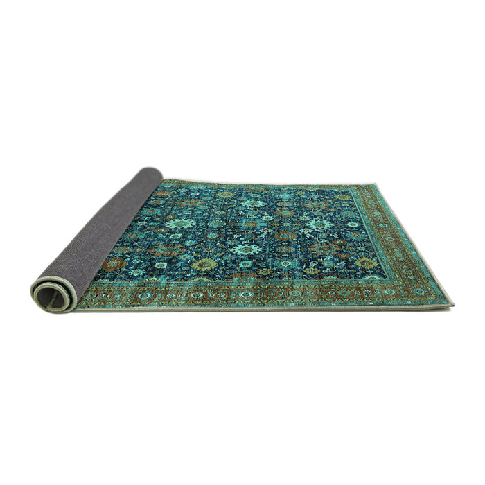 Sideview of Oriental Turquoise Industrial Rug, urb2368turq