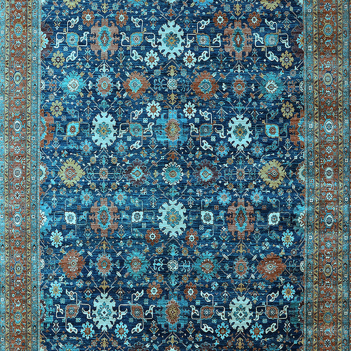 Machine Washable Oriental Light Blue Industrial Rug, wshurb2368lblu