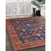 Mid-Century Modern Pink Oriental Rug in Family Room, urb2368