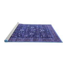 Sideview of Machine Washable Oriental Blue Industrial Rug, wshurb2368blu