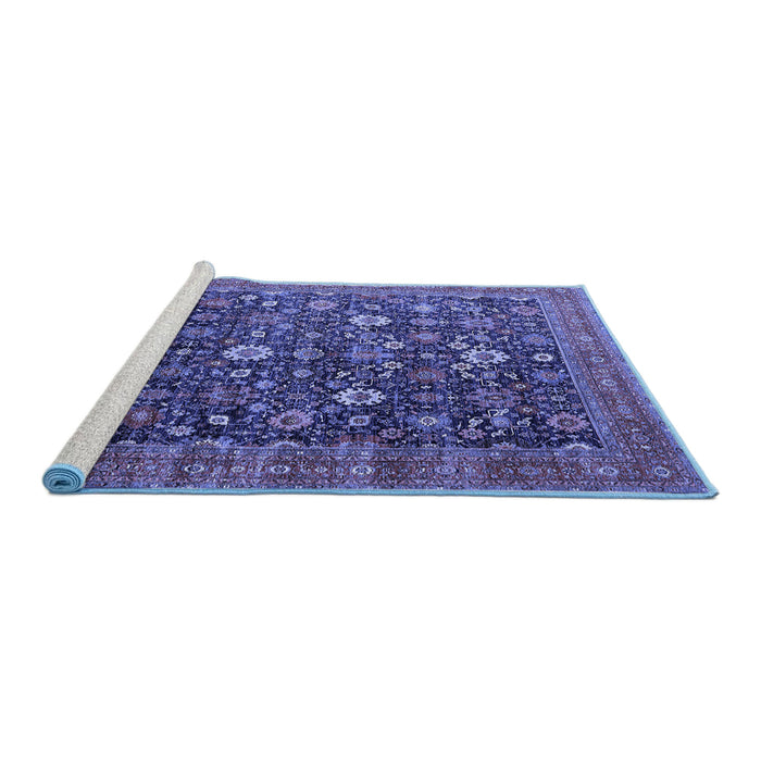Sideview of Machine Washable Oriental Blue Industrial Rug, wshurb2368blu