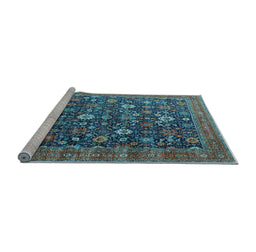 Sideview of Machine Washable Oriental Light Blue Industrial Rug, wshurb2368lblu