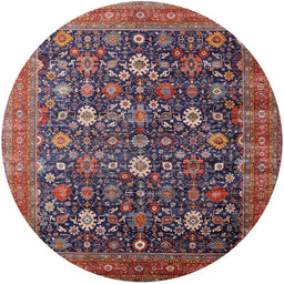 Round Mid-Century Modern Pink Oriental Rug, urb2368