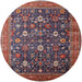 Round Mid-Century Modern Pink Oriental Rug, urb2368