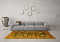 Machine Washable Oriental Yellow Industrial Rug, wshurb2368yw