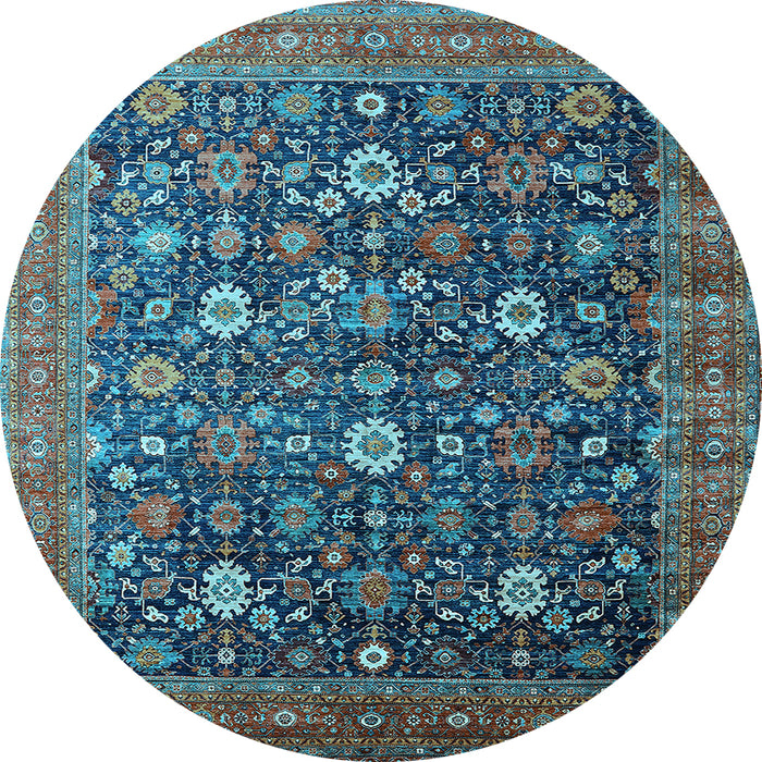 Round Oriental Light Blue Industrial Rug, urb2368lblu