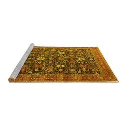 Sideview of Machine Washable Oriental Yellow Industrial Rug, wshurb2368yw