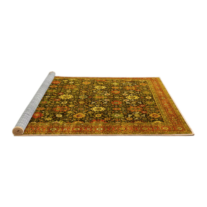 Sideview of Machine Washable Oriental Yellow Industrial Rug, wshurb2368yw