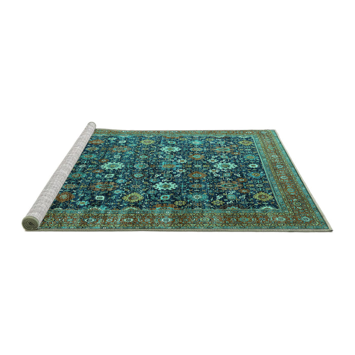 Sideview of Machine Washable Oriental Turquoise Industrial Area Rugs, wshurb2368turq