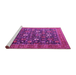 Sideview of Machine Washable Oriental Pink Industrial Rug, wshurb2368pnk