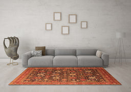 Machine Washable Oriental Orange Industrial Area Rugs in a Living Room, wshurb2368org
