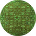 Round Oriental Green Traditional Rug, urb2369grn