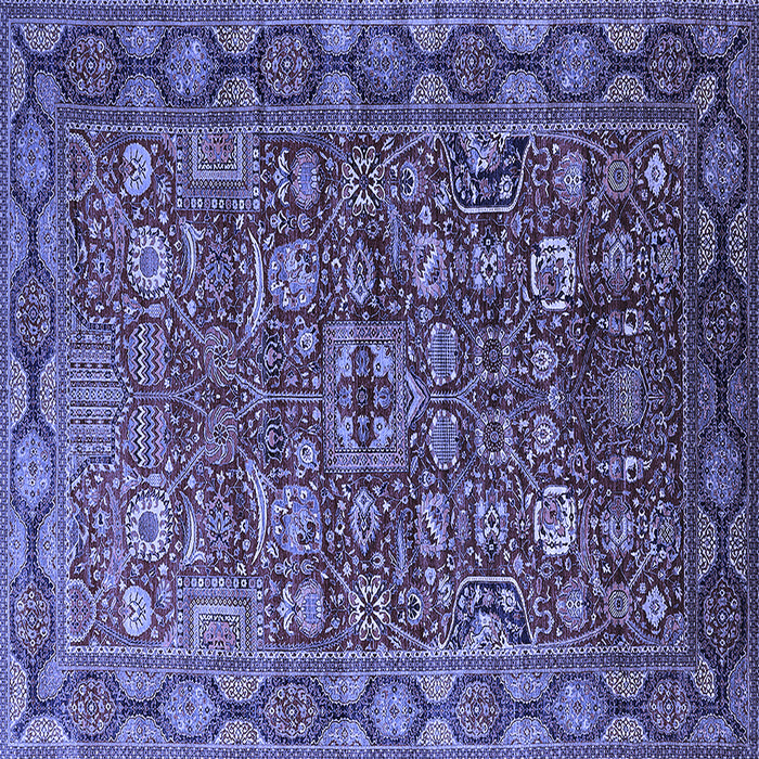 Square Machine Washable Oriental Blue Traditional Rug, wshurb2369blu