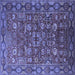 Square Machine Washable Oriental Blue Traditional Rug, wshurb2369blu