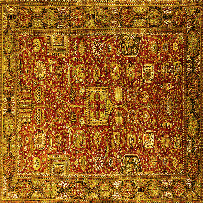 Square Machine Washable Oriental Yellow Traditional Rug, wshurb2369yw