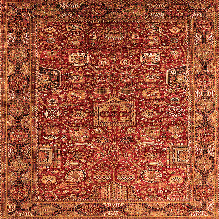 Square Machine Washable Oriental Orange Traditional Area Rugs, wshurb2369org