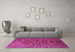 Machine Washable Oriental Pink Traditional Rug in a Living Room, wshurb2369pnk