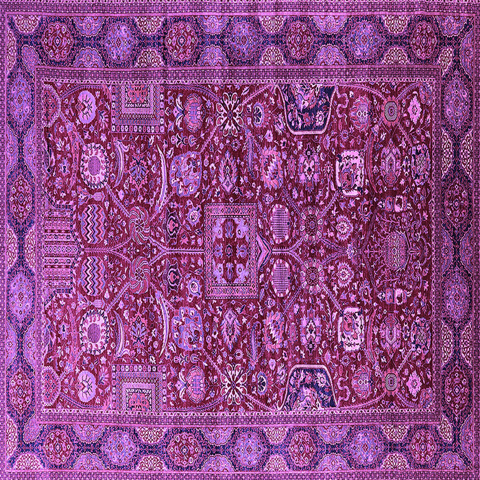 Square Machine Washable Oriental Purple Traditional Area Rugs, wshurb2369pur