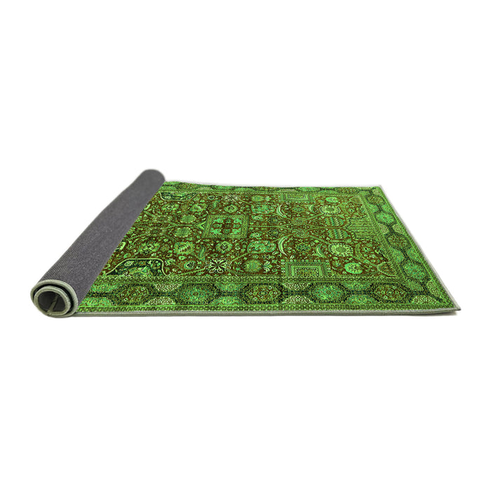 Sideview of Oriental Green Traditional Rug, urb2369grn