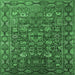 Square Machine Washable Oriental Emerald Green Traditional Area Rugs, wshurb2369emgrn