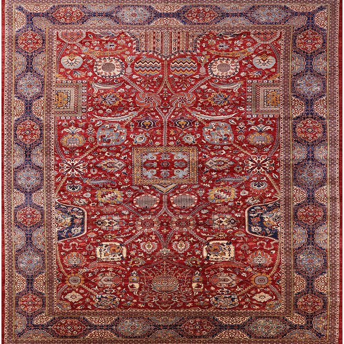 Square Mid-Century Modern Red Oriental Rug, urb2369