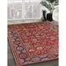 Mid-Century Modern Red Oriental Rug in Family Room, urb2369