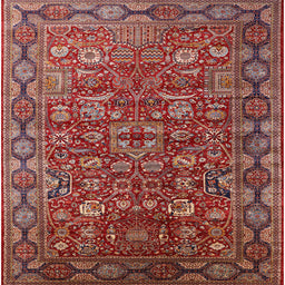 Square Machine Washable Industrial Modern Tomato Red Rug, wshurb2369