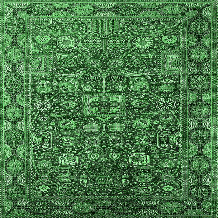 Square Oriental Emerald Green Traditional Rug, urb2369emgrn