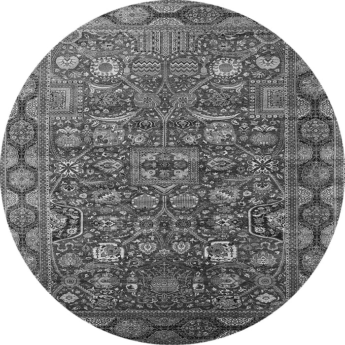 Round Oriental Gray Traditional Rug, urb2369gry