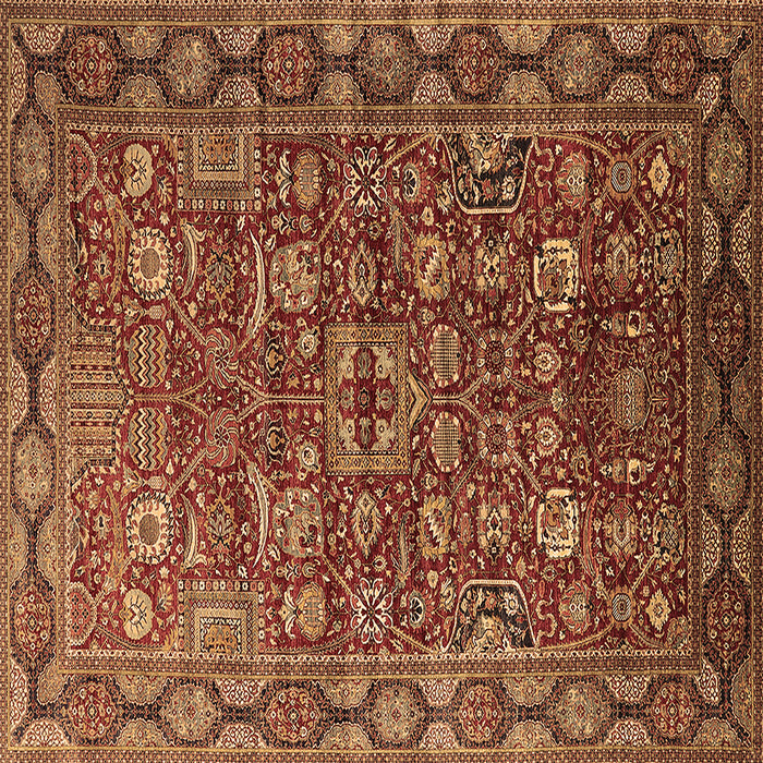 Square Machine Washable Oriental Brown Traditional Rug, wshurb2369brn