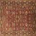 Square Machine Washable Oriental Brown Traditional Rug, wshurb2369brn