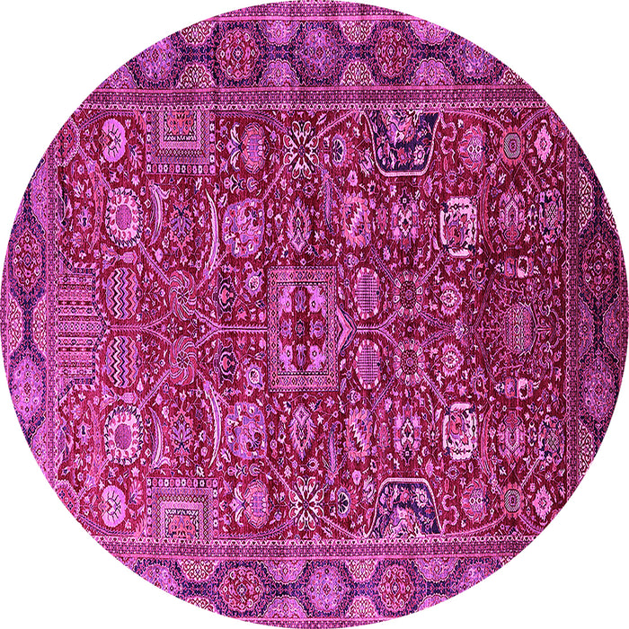 Round Oriental Pink Traditional Rug, urb2369pnk
