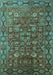 Machine Washable Oriental Turquoise Traditional Area Rugs, wshurb2369turq