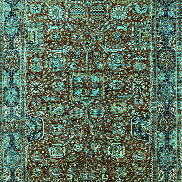 Machine Washable Oriental Turquoise Traditional Area Rugs, wshurb2369turq