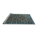 Sideview of Machine Washable Oriental Light Blue Traditional Rug, wshurb2369lblu