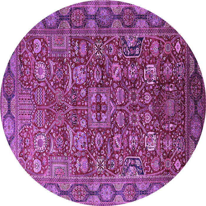 Round Machine Washable Oriental Purple Traditional Area Rugs, wshurb2369pur