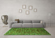 Machine Washable Oriental Green Traditional Area Rugs in a Living Room,, wshurb2369grn