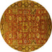 Round Oriental Yellow Traditional Rug, urb2369yw