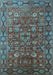 Machine Washable Oriental Light Blue Traditional Rug, wshurb2369lblu