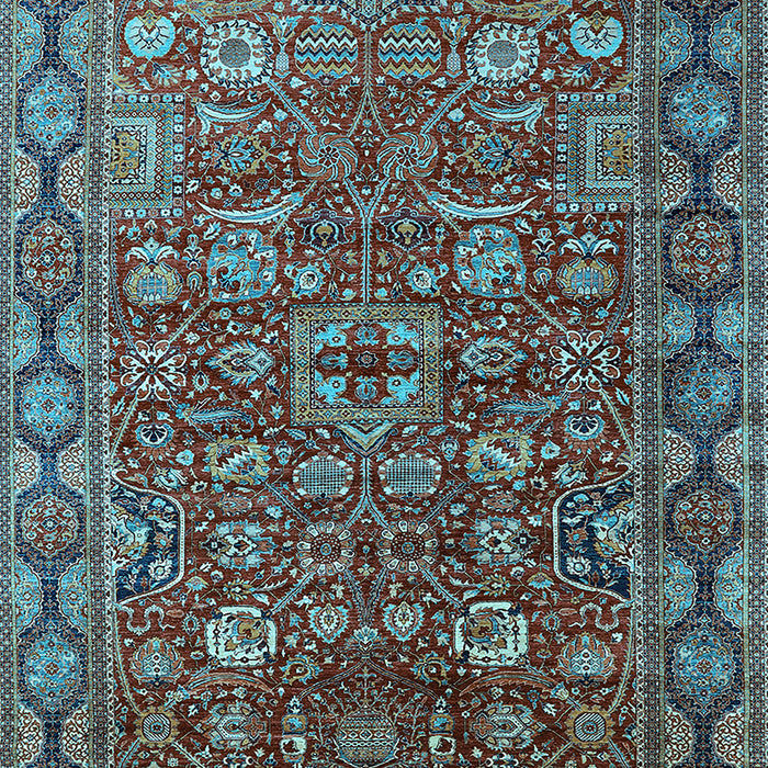 Machine Washable Oriental Light Blue Traditional Rug, wshurb2369lblu