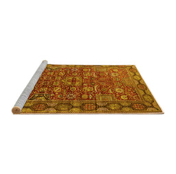 Sideview of Machine Washable Oriental Yellow Traditional Rug, wshurb2369yw