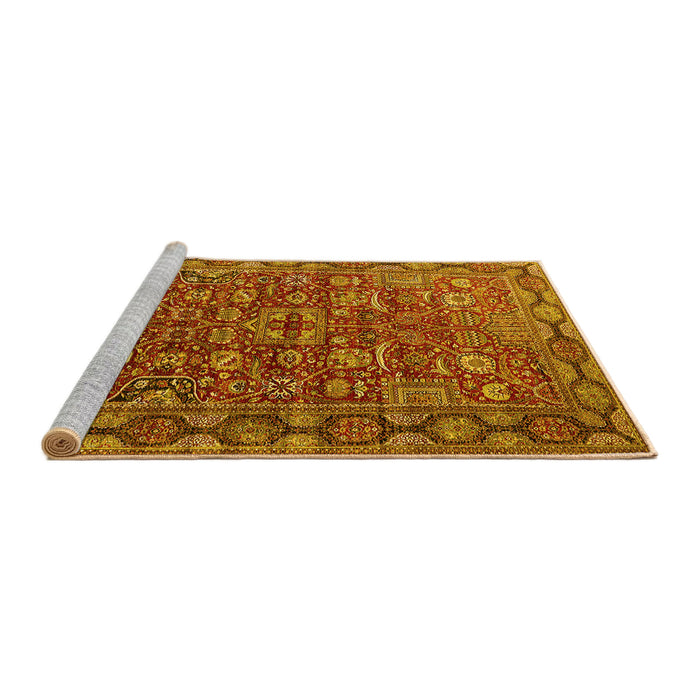 Sideview of Machine Washable Oriental Yellow Traditional Rug, wshurb2369yw