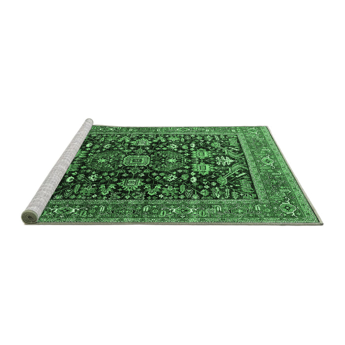 Sideview of Machine Washable Oriental Emerald Green Industrial Area Rugs, wshurb2370emgrn