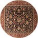 Round Oriental Brown Industrial Rug, urb2370brn