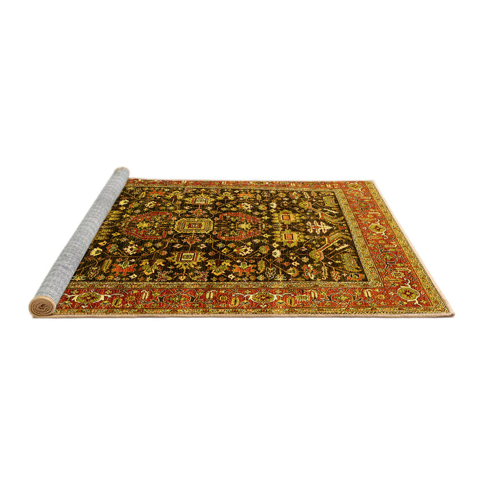 Sideview of Machine Washable Oriental Yellow Industrial Rug, wshurb2370yw