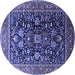 Round Machine Washable Oriental Blue Industrial Rug, wshurb2370blu