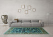 Machine Washable Oriental Turquoise Industrial Area Rugs in a Living Room,, wshurb2370turq